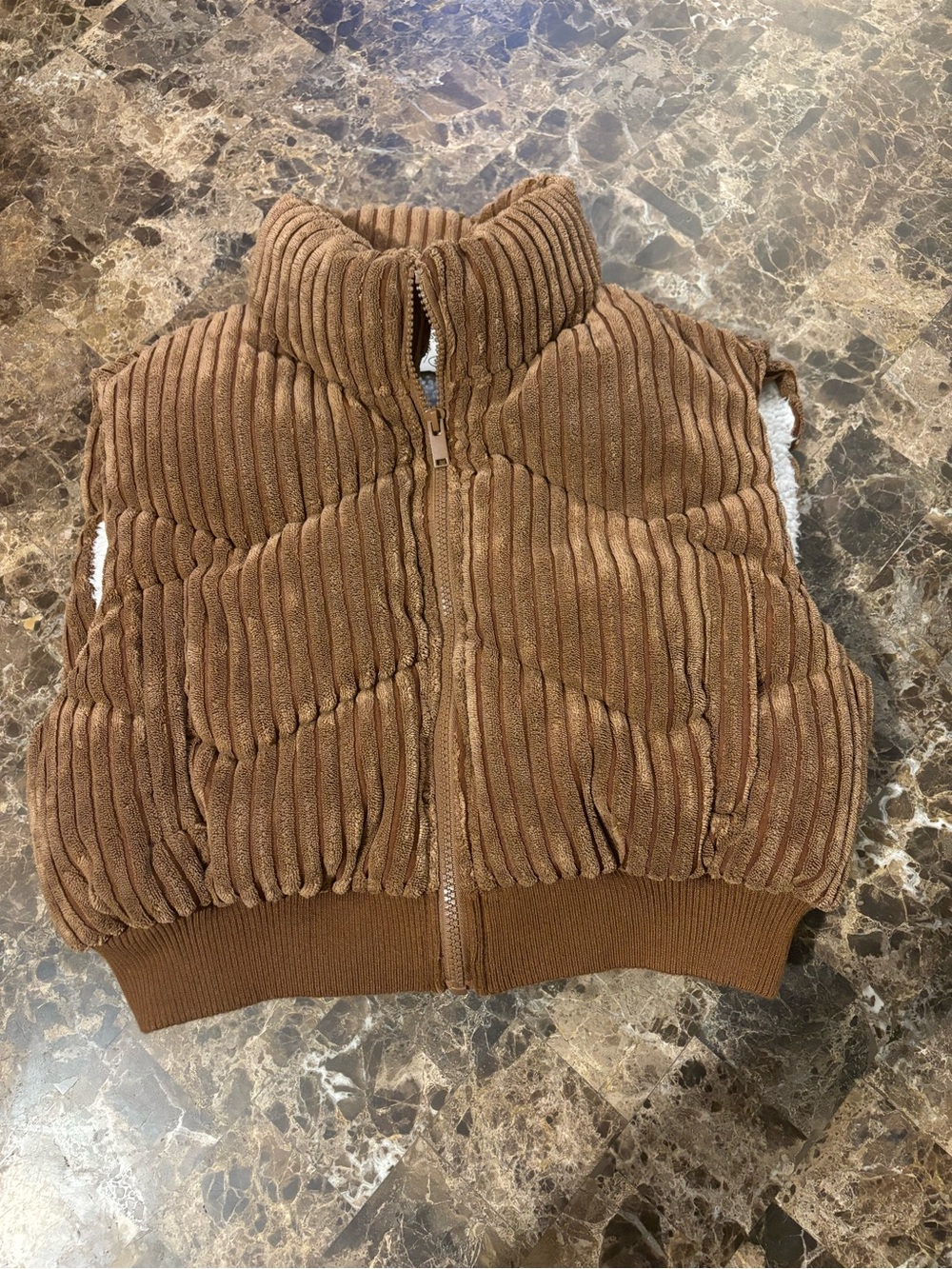 Women’s S Corded Puffer Vest - Brown